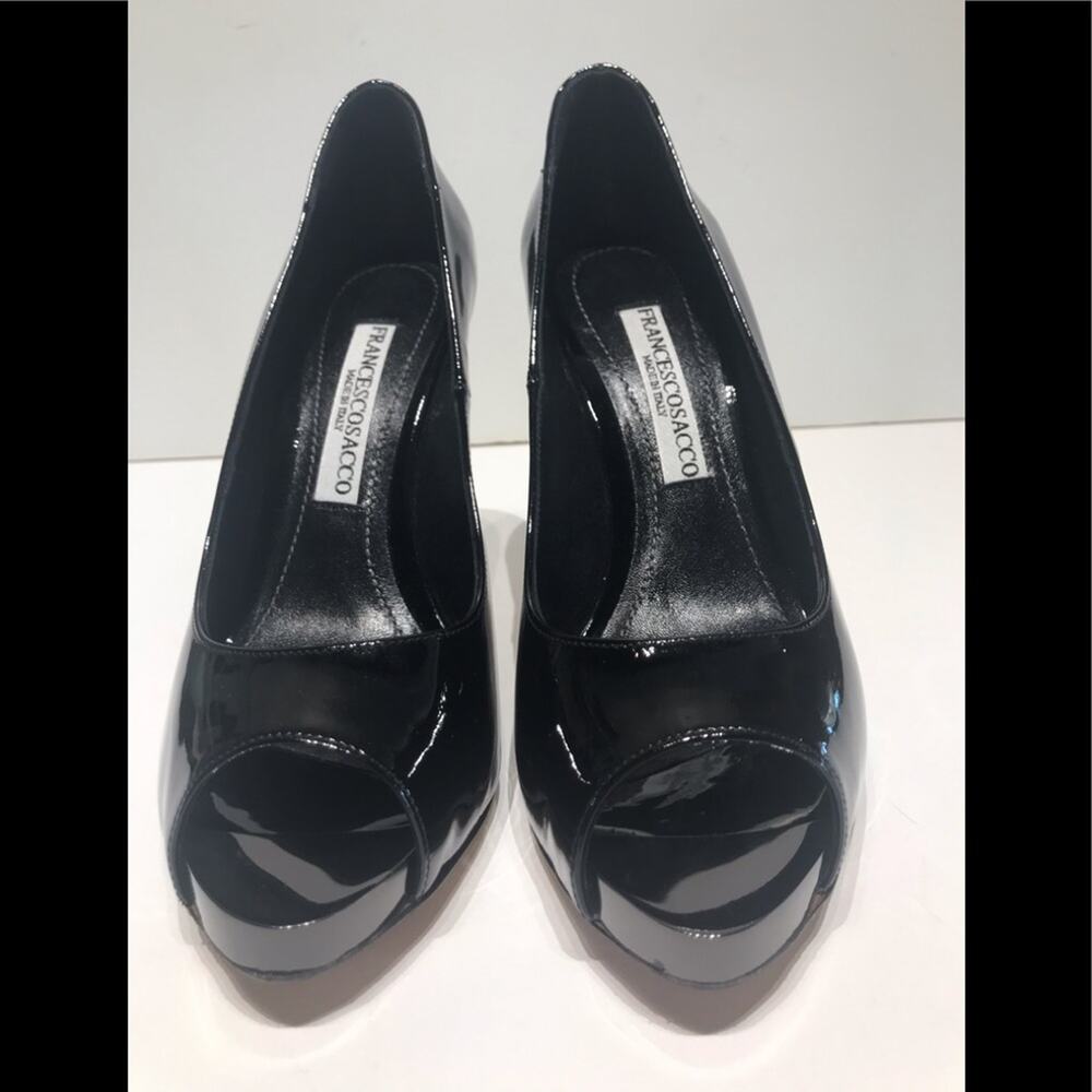 Francesco Sacco Black patent peep toe w/ platform